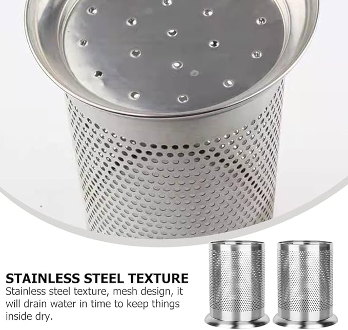 Cabilock 2Pcs Stainless Steel Chopstick Cages with Mesh Design Kitchen Tableware Drying Racks Holders for Utensils Premium Kitchen Supplies