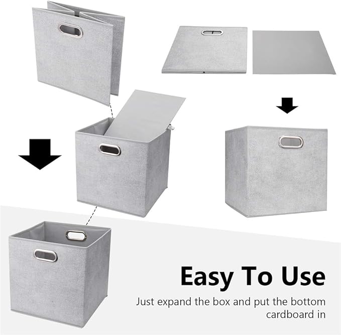 HSDTCollapsible Cloth Cubes Storage Bins Baskets Boxes Grey-White Lattice Pattern 10.5 x 10.5 x 11 Inches - Pack of 6,QY-SC14-6,Brush gradient(Set of 3)