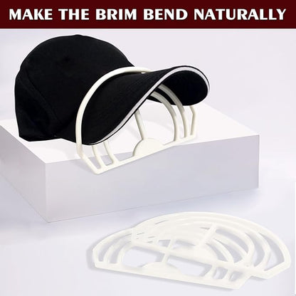 Cap Brim Bender 4PCS Baseball Hat Curving, Hat Shaper for Fitted Hats, Trucker Cap, Flat Brim, Perfect Curve Bender,Accessories for Women and Men (White)