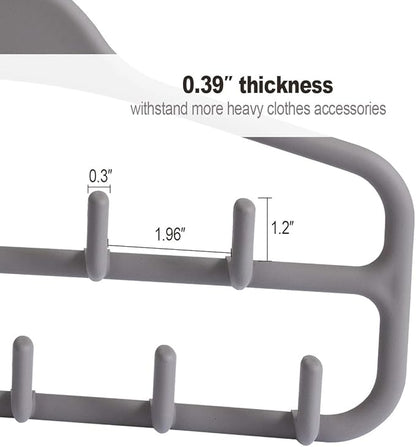 Belt Hanger Rack Holder for Closet, Sturdy Belt Organizer with 360 Degree Swivel, 11 Large Sturdy Belt Hooks, Non Slip Rubberized Belt Storage, Grey