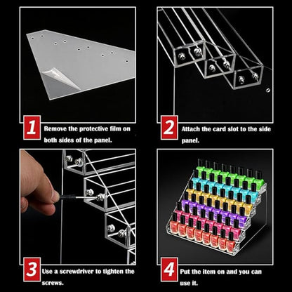 Nail Polish Organizer Display Rack 4 Layers Clear Acrylic Nail Polish Set Holder Tray for Nail Gel Polish Kit Fingernail Quick Dry Nail Lacquer Essential Oils Set Bathroom Counter Organizer