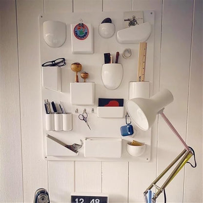 Plastic Wall Mount Organizer, Cabinet Door Organizer, Torage Organizer, Art Wall Decor, Wall Organizer for Bathroom, Kitchen, Living Room(White)