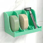 Soap Holder for Shower Wall, 3-Compartment Soap Dish for Shampoo, Conditioner and Body Soap, Fast Draining & Rust-Proof & Heavy Duty, Ultra-Strong Self Adhesive & Freestanding (Mint Green, No Label)