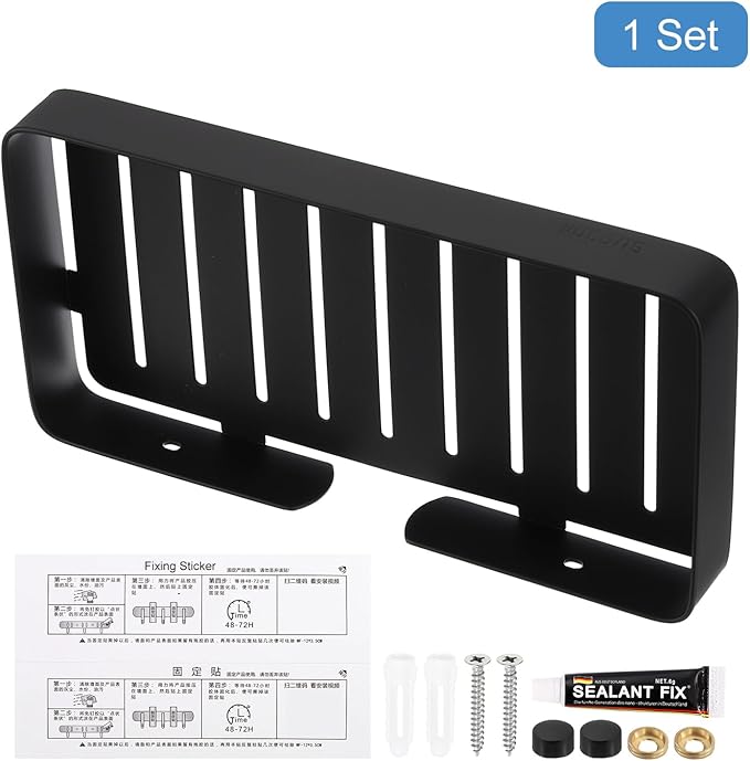 uxcell Soap Dish Holder, 304 Stainless Steel Soap Bar, Wall Mounted Soap Tray with Installation Kits, Soap Saver for Shower Wall Kitchen Counter (Black)