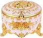 Retro round jewelry box creative small accessory storage box metal chest ring box collection commemorative box earring box earring necklace storage box women's gift small (Beige)