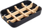 Bamboo Fiber Soap Holder and Soap Dish Combination for Bathroom Bar Soap Holder Sink Deck Bathtub Shower Tray (Black)