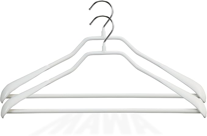 Mawa by Reston Lloyd BodyForm Series Non-Slip Space-Saving Clothes Hanger with Bar For Pants, 16 1/2", Style 42/LS, Set of 2, White
