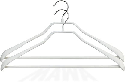 Mawa by Reston Lloyd BodyForm Series Non-Slip Space-Saving Clothes Hanger with Bar For Pants, 16 1/2", Style 42/LS, Set of 2, White