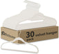 30 Pack White Velvet Hangers, Ultra Slim Non-Slip Felt Coat Suit Hangers with Space Saving 360° Swivel Hook, Modern Clean Look for Closet Organization