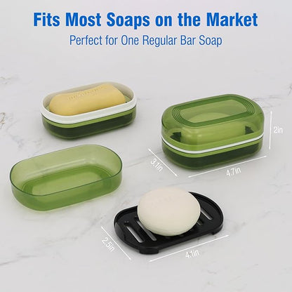 AIMAIAIMAI Soap Holder - Portable Travel Soap Case with Draining Layer - Perfect for Bathroom, Gym, Camping, Traveling (Green)