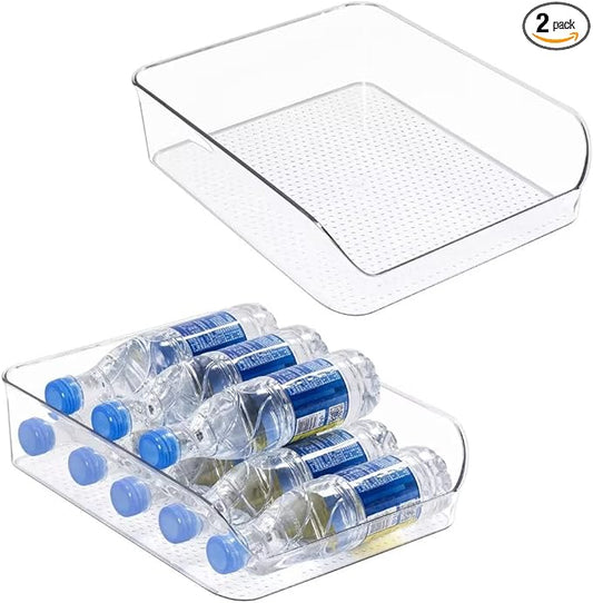 Ettori 2 Pack Water Bottle Organizer Refrigerator Organizer Bins and Clear Storage Bins for Fridge, Freezer, Cabinet, Cupboard, Pantry Shelf, BPA-Free