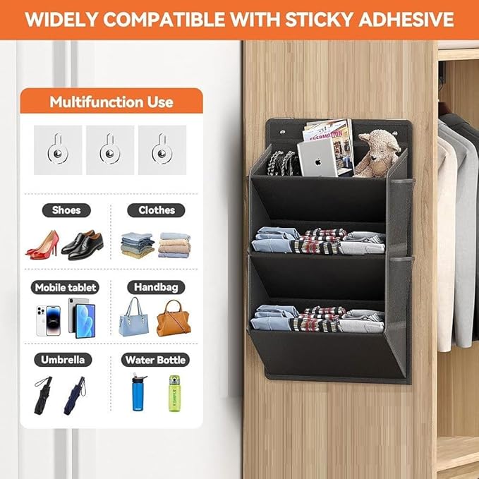 Hanging Shoe Storage Organizer for Motorhome, RV Door Organizer with 3 Compartments,Camper Van Accessories For Motorhome Shoes Storage,Motorhome Essentials,caravan storage solutions (1, 3 tier black)
