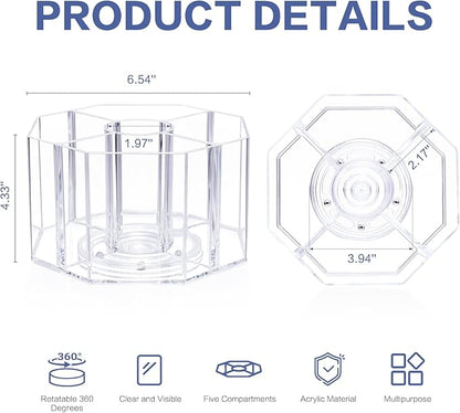 Drink Packet Organizer, 360 Degrees Rotating Acrylic Lazy Susan Organizer for Powdered Drink Mix Powder Packet, Water Flavor Packet Holder for Kitchen Pantry Storage, 5-Section