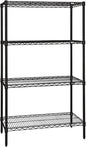 Quantum Storage Systems WR86-1442BK Wire Shelving Starter Kit, 42" W x 14" D x 86" H, 600 lbs Capacity, Carbon Steel, Epoxy Coated, Black, NSF