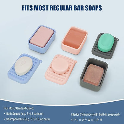 Superior Leak-Proof Silicone Travel Soap Case with Drainage Lid/Layer, Compact Bar Soap Container, Durable Soap Holder for Camping, Gym, and Travel Size Toiletries (Light-Purple)