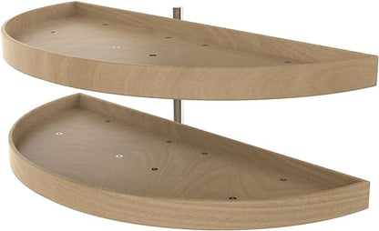 Rev-A-Shelf 38" Dual Shelf Half Moon Lazy Susan Organizer for Diagonal Blind Corner Kitchen Cabinets, Pullout Turntable Trays, Wood, 4WLS882-38-570