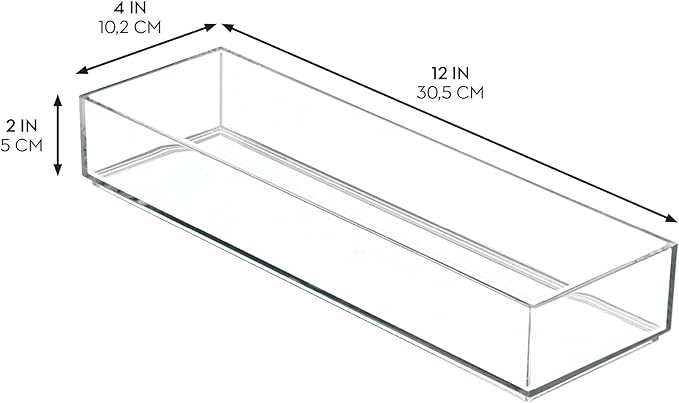 iDesign Plastic Makeup Drawer Organizer Tray - Vanity Organizer or Desk Drawer Organizer - Set of 6 - Clear