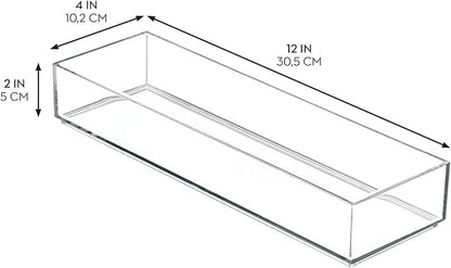 iDesign Plastic Makeup Drawer Organizer Tray - Vanity Organizer or Desk Drawer Organizer - Set of 6 - Clear