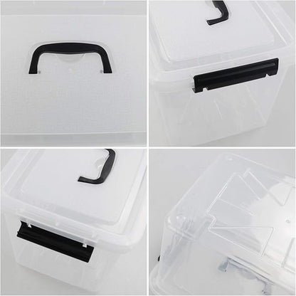 1-Pack Plastic Storage Box, Clear Latch Box with Handle and Lid, 10 L