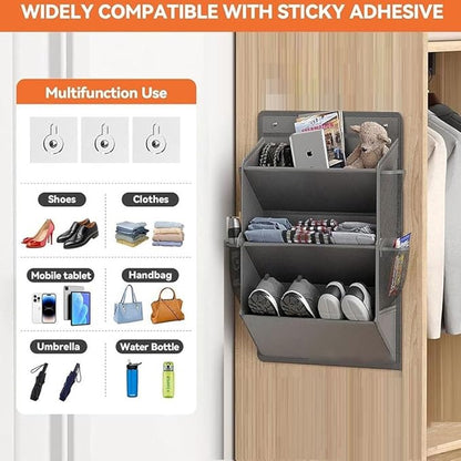 Hanging Shoe Storage Organizer for Motorhome, RV Door Organizer with 3 Compartments,Camper Van Accessories For Motorhome Shoes Storage,Motorhome Essentials,caravan storage solutions (1, 3 tier grey)