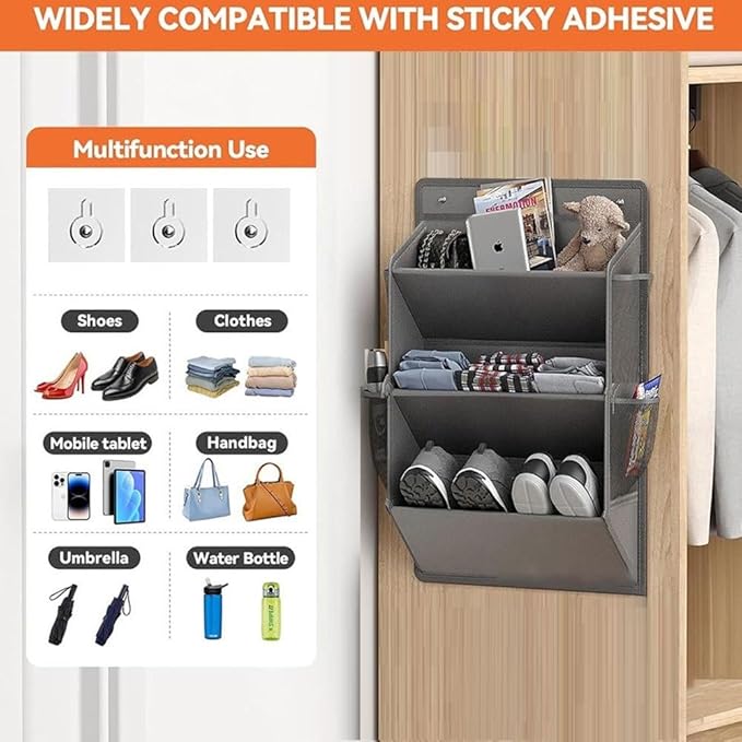 Hanging Shoe Storage Organizer for Motorhome, RV Door Organizer with 3 Compartments,Camper Van Accessories For Motorhome Shoes Storage,Motorhome Essentials,caravan storage solutions (1, 3 tier black)