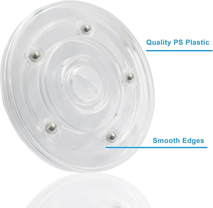 4 Pack Acrylic Lazy Susan Rotating Turntable Organizer Bearings, 4 Inch Clear Plastic 360° Swivel Tray, Small Round Spinner for Spice Rack, Kitchen Pantry, Bathrooms & Cake Decorating