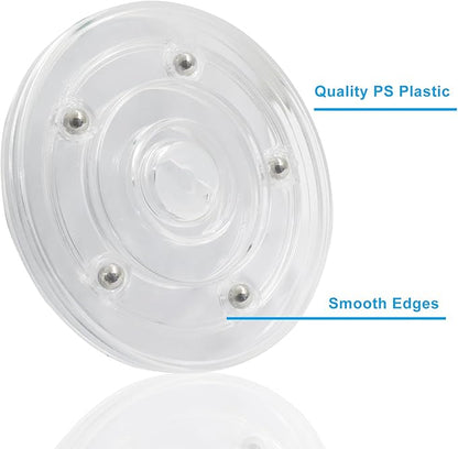4 Pack Acrylic Lazy Susan Rotating Turntable Organizer Bearings, 4 Inch Clear Plastic 360° Swivel Tray, Small Round Spinner for Spice Rack, Kitchen Pantry, Bathrooms & Cake Decorating