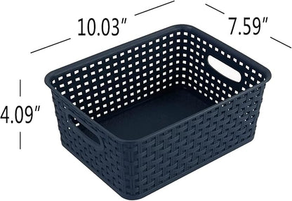Plastic Storage Baskets for Organizing, Small Weave Storage Baskets, 6 Packs