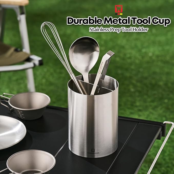 WAGENSTEIGER Stainless Steel Utensil Holder, SUS304 Rust-Resistant Metal Organizer for Kitchen Tools, Cutlery & Flatware, Countertop Storage for Utensils, Toothbrushes & More (110 x 150mm (Tall))
