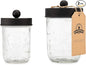 Jarmazing Products Apothecary Lid Storage Set with Ball Mason Jars - Farmhouse Home Decor for Vanity Organization - Luxury Bathroom, Kitchen and Office Accessories - Black - Two Pack