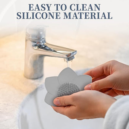 2 Pack Lotus Shower Steamer Trays, Silicone Soap Holder with Self Draining - Elegant White & Gray Lotus Flower Shape Soap Dish, Perfect for Bathroom Counter, Kitchen Sink, Shower Organizer