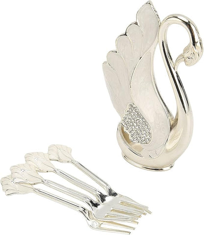 Decorative Swan Flatware Holder Organizer Set for Spoons, Forks, Coffee Stirring, Dessert Cutlery, Kitchen Counter Display