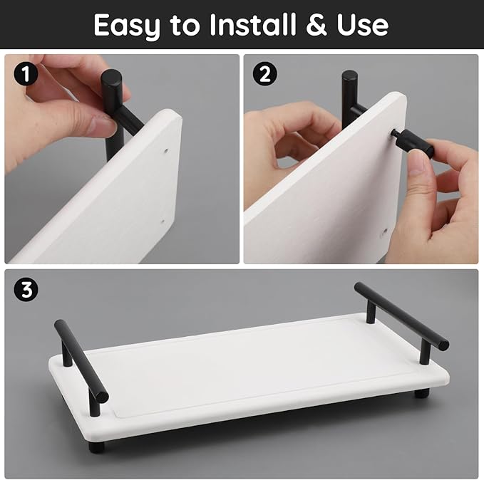 Segbeauty 12x6 Sink Caddy, Large Bathroom Tray Stone Drying Mat with Handle, Fast Drying Diatomaceous Earth Vanity Tray, Water Absorbent Countertop Organizer Bathroom Soap Holder Sink Organizer White