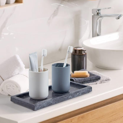 Natural Marble Vanity Tray, Luxury Stone Organizer for Bathroom & Kitchen Counter | Holds Soap Dispenser, Jewelry, Perfume | Non-Resin, Non-Ceramic Décor