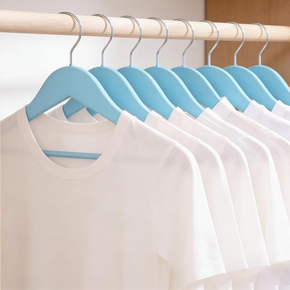 20 Pack Blue Clothes Hangers Slim Wood Hangers Coat Hangers for Closet,Clothes Hanger with Extra Smooth Finish,Precisely Cut Notches for Shirt Suit Dress Women Home Kids (Blue)