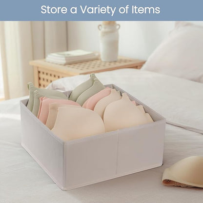 Criusia Drawer Organizer Clothes, 24 Pack Underwear Drawer Organizers, Foldable Closet Organizers and Storage Dresser Drawer Dividers Clothing Organizer for Clothes, Socks, Scarves, Bra, Ties (Beige)