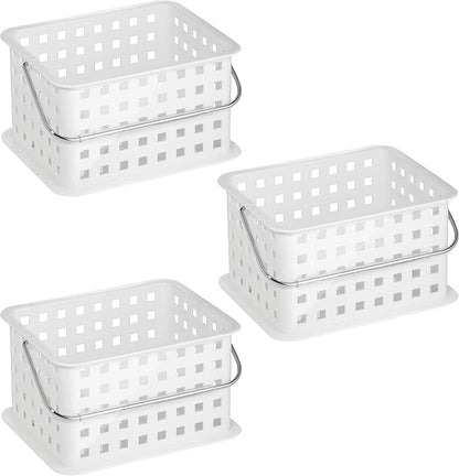 iDesign Shower Caddy Basket with Handle for Bathroom or Dorm - Set of 3 - White - Made in USA