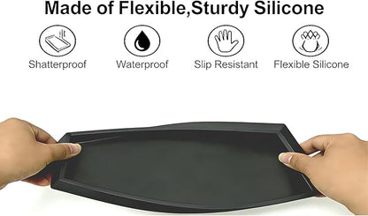 Bloss Bathroom Vanity Tray with Soap Dish-15.7X 5.9inch Silicone Tray for Kitchen Counter, Sink Vanity Trays with Soap Holder, Toilet Tank Tray, Great Counter Trays for Jewelry/Candle/Key/Perfume