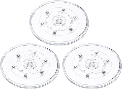 uxcell 3Pack Acrylic Lazy Susan Turntable, 5" Spinner Lazy Susan Turntable Organizer, Acrylic Ball Bearing Rotating Tray for Pantry Spice Rack Decorating, Clear