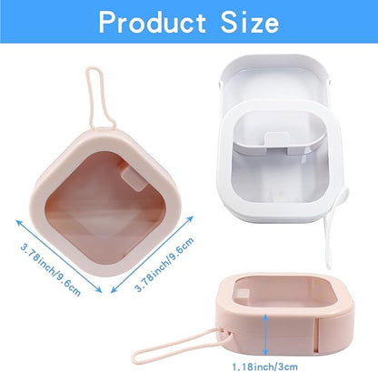 Hitefu Hair Tie Organizer - Small Portable Hair Tie Holder Jewelry Organizer Small Items Storing for Women Baby Teen Girl - Desktop Storage Box Storing Like Floss Sticks, Hair Clips (Pink and White)