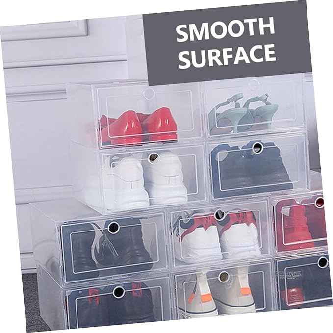 6pcs Transparent Clamshell-type Plastic Shoe Storage Box Organizer with Capacity for Easy Access Reinforced Design for Sneakers and Boots
