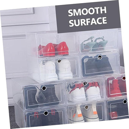 6pcs Transparent Clamshell-type Plastic Shoe Storage Box Organizer with Capacity for Easy Access Reinforced Design for Sneakers and Boots
