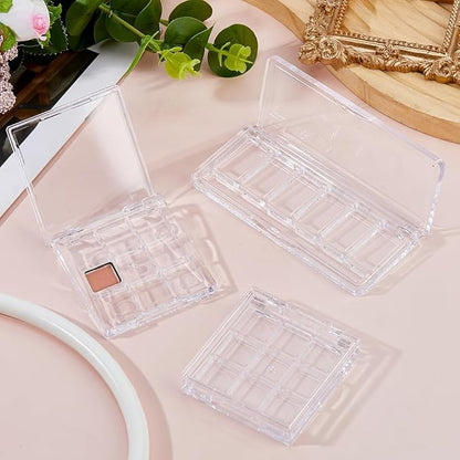 SUPERFINDINGS 4Pcs 2 Styles Empty Makeup Palette Depotting Cases Plastic DIY Eyeshadow Box Kit Clear Eyeshadow Powder Blush Lipstick Palette Dispensing Storage Boxes for Travel DIY