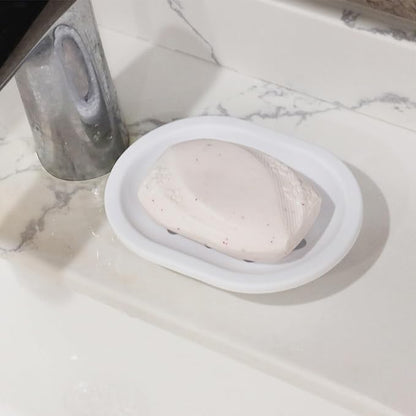 Topsky Soap Dish for Shower, 2pcs Soap Dishes Soap Savers for Bar Soap, Soap Bar Holder Shower with Drip Tray, Plastic Soap Holders with Drain for Kitchen Sink, Easy to Clean, Dry,White