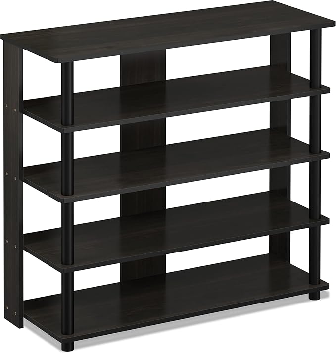 Furinno Turn-N-Tube 5 Tier Wide Shoe Rack, Espresso/Black 32 Inch