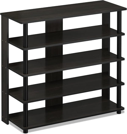 Furinno Turn-N-Tube 5 Tier Wide Shoe Rack, Espresso/Black 32 Inch