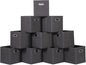 Fabric Cloth Storage Bins,Fabric Cube Organizer with Dual Handles Foldable Cube Storage Baskets for Home Bedroom Storage,Set of 10,(Black)