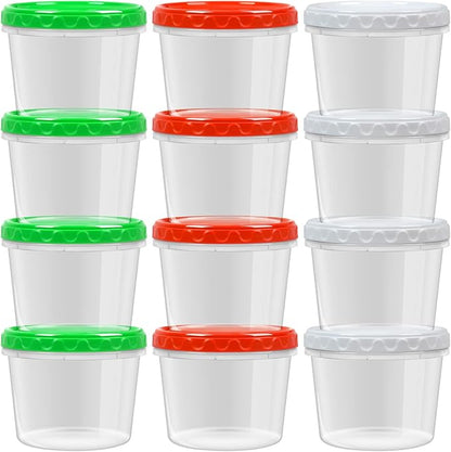 EONJOE 32oz Plastic Containers with Lids,Reusable Freezer Meal Prep Food Leftover Storage Jars Bowls Stackable,12-pack