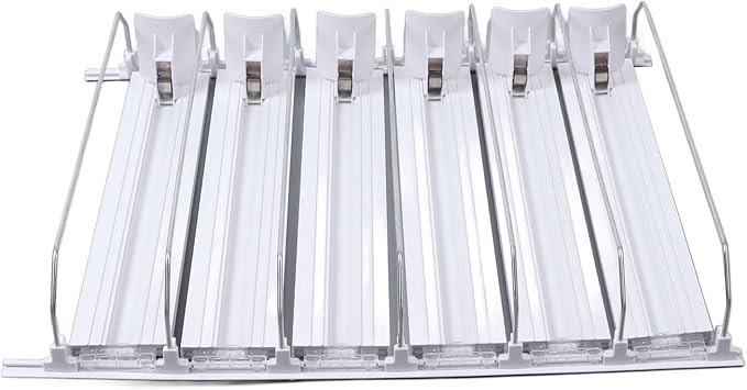 Soda Can Dispenser, Adjustable Width, Refrigerator Organizer, Made of Recycled Plastic, Easy Assembly for Supermarkets, with Adhesive for Shelf Use (31cm)