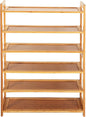6-Tier Bamboo Shoe Rack for Entryway, Shoe Organizer for Hallway Closet, Free Standing Shoe Racks for Indoor Outdoor Living Room (Brown-6 Tiers)